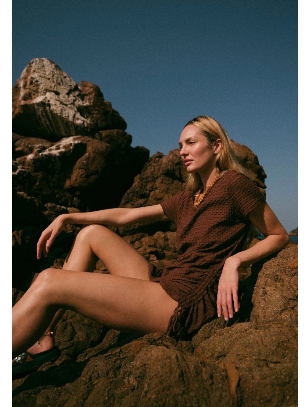 Free People NWT Brown Knit T-Shirt Dress with Side Tie